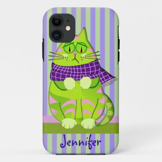 Coques Case-Mate iPhone Nom personnalisé et chat grincheux (Dos)