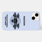 Coques Case-Mate iPhone Nom personnalisé et drone de texte (Verso (horizontal))