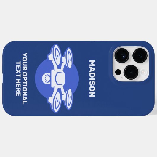 Coques Case-Mate iPhone Nom personnalisé et drone de texte (Verso (horizontal))