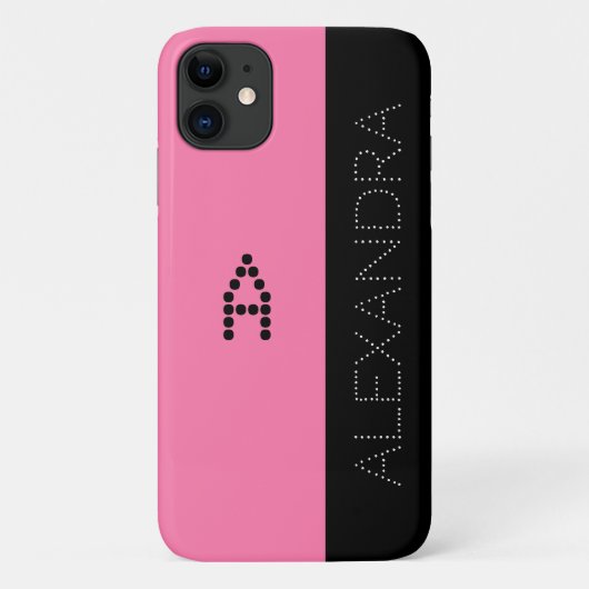 Coques Case-Mate iPhone Nom personnalisé et monogramme Chic Police rose no (Dos)