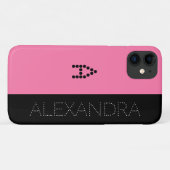 Coques Case-Mate iPhone Nom personnalisé et monogramme Chic Police rose no (Dos (Horizontal))