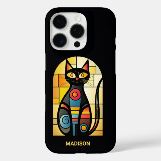 Coques Case-Mate iPhone Nom personnalisé Faux Chat en verre tendu (Verso)