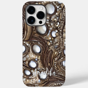 Coque Pour Pour iPhone 14 Pro Max Nom personnalisé Faux Cuir Abstrait Minimaliste