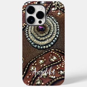 Coque Pour Pour iPhone 14 Pro Max Nom personnalisé Faux cuir Abstrait Minimaliste
