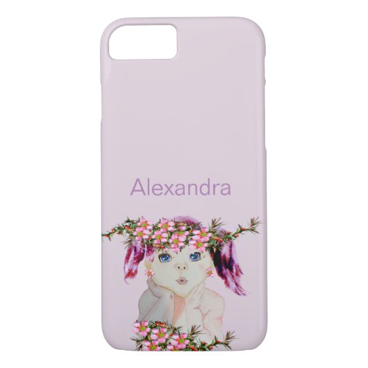 Coques Case-Mate iPhone Nom personnalisé Filles Floral Fleur sauvage Purpl (Dos)