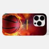 Coques Case-Mate iPhone Nom personnalisé Flaming Basketball (Verso (horizontal))