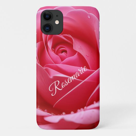 Coques Case-Mate iPhone Nom personnalisé Fleur de rose élégante (Dos)