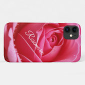 Coques Case-Mate iPhone Nom personnalisé Fleur de rose élégante (Dos (Horizontal))