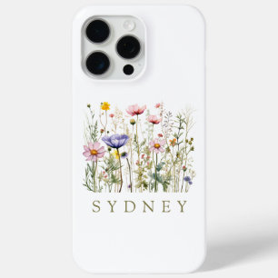 Coque iPhone 15 Pro Max Nom personnalisé fleur sauvage