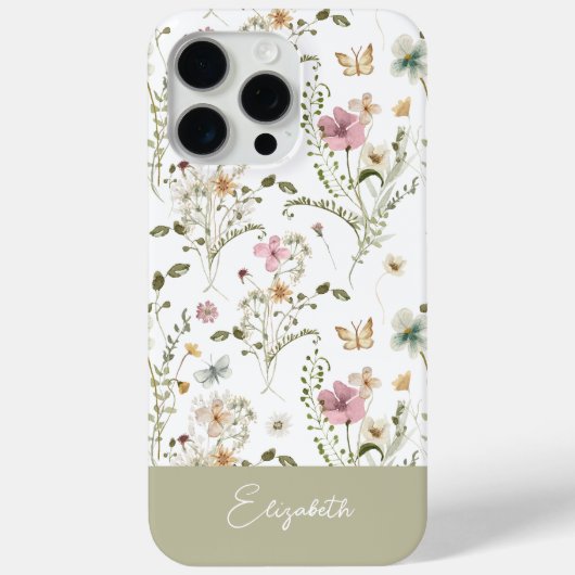 Coques Case-Mate iPhone Nom personnalisé fleur sauvage Floral (Verso)