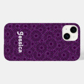 Coques Case-Mate iPhone Nom personnalisé fleurs violettes sur noir (Verso (horizontal))