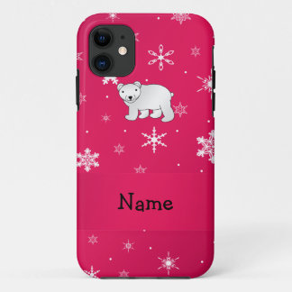 Etui iPhone Case-Mate Nom personnalisé Flocon de neige rose ours polaire