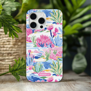 Coque iPhone 15 Pro Max Nom personnalisé floral champêtre coloré et prépa