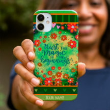 Nom personnalisé Floral Green Nouveaux débuts