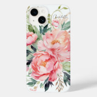 Nom personnalisé floral rose aquarelle élégant