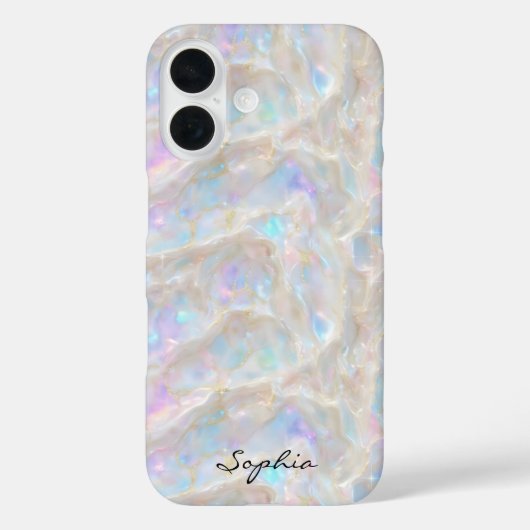 Coques Case-Mate iPhone Nom personnalisé Fluid Iridescente Gold Opal Girl (Verso)