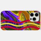 Coques Case-Mate iPhone Nom personnalisé Funky Liquide Vague Rouge Jaune (Verso (horizontal))
