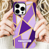 Coques Case-Mate iPhone Nom personnalisé géométrique Purple Or