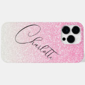 Coques Case-Mate iPhone Nom personnalisé girly chic moderne rose pailleté (Verso (horizontal))