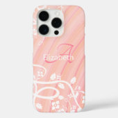 Coques Case-Mate iPhone Nom personnalisé girly monogramme floral rose blan (Verso)