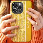 Coques Case-Mate iPhone Nom personnalisé Gold et White Herringbone