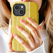Coques Case-Mate iPhone Nom personnalisé Gold et White Herringbone