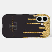 Coques Case-Mate iPhone Nom personnalisé Gold Fake Parties scintillant Dri (Verso (horizontal))