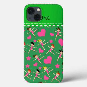 Coques Pour iPhone Nom personnalisé Green girl gymnaste coeur stars