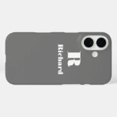 Coques Case-Mate iPhone Nom personnalisé gris couleur solide initial (Verso (horizontal))