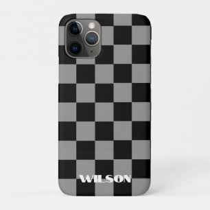 Case-Mate iPhone Case Nom personnalisé gris & noir à carreaux