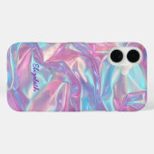Coques Case-Mate iPhone Nom personnalisé Holographique Pastel Iridescente (Verso (horizontal))
