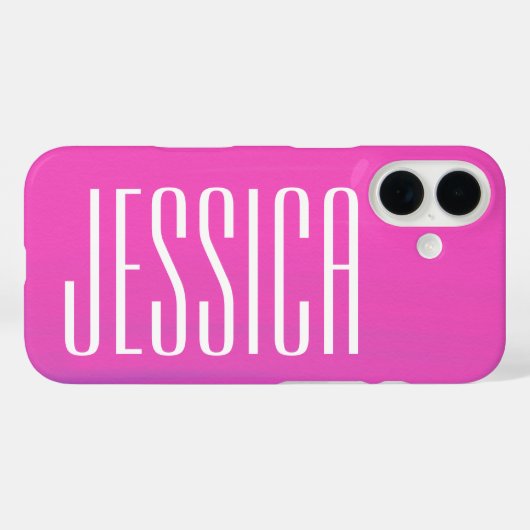 Coques Case-Mate iPhone Nom personnalisé Hot rose Fuchsia Simple mignonne (Verso (horizontal))