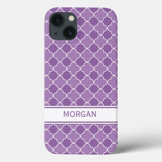 Coques Case-Mate iPhone Nom personnalisé iPad Purple Quatrefoil Motif (Verso)