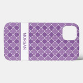 Coques Case-Mate iPhone Nom personnalisé iPad Purple Quatrefoil Motif (Verso (horizontal))