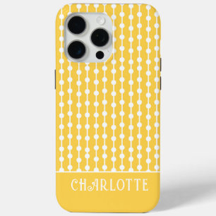 Coque iPhone 15 Pro Max Nom Personnalisé Jaune Elégant Moderne