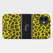 Coques Case-Mate iPhone Nom personnalisé jaune léopard motif (Dos (Horizontal))