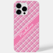 Coques Case-Mate iPhone Nom personnalisé Joli en Motif Tartan rose (Verso)