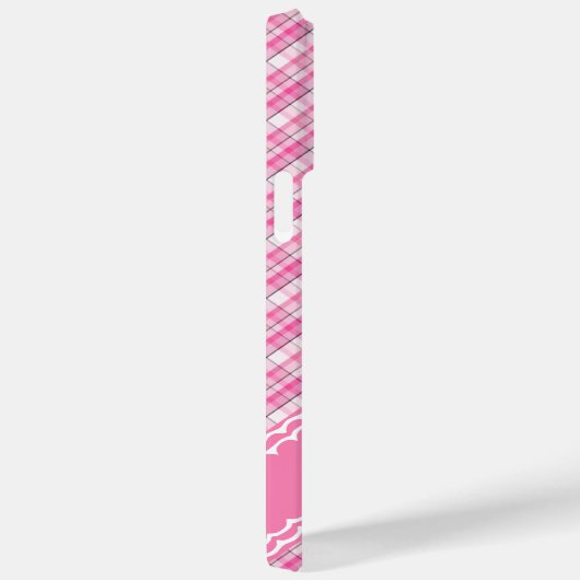 Coques Case-Mate iPhone Nom personnalisé Joli en Motif Tartan rose (Verso / Droite)