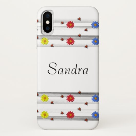 Coques Case-Mate iPhone Nom personnalisé Ladybugs Music Notes iPhone X Coq (Dos)