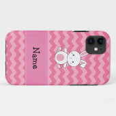 Coques Case-Mate iPhone Nom personnalisé lapin chevrons roses (Dos (Horizontal))