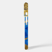 Coques Case-Mate iPhone Nom personnalisé Marbre bleu et feuille d'or (Verso / Gauche)