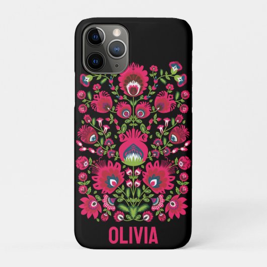 Coques Case-Mate iPhone Nom personnalisé Maroon symétrique Folk Wycinanki (Dos)