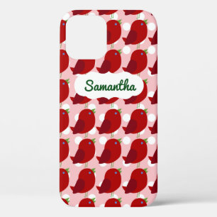 Coques Pour iPhone Nom personnalisé mignon Red Bird iPhone 12Coque