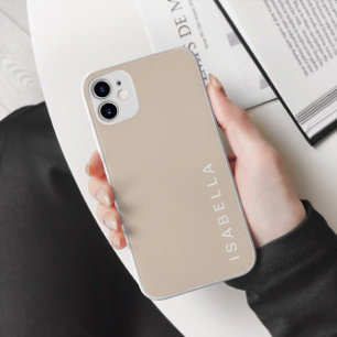Coque iPhone 15 Pro Max Nom personnalisé minimal moderne beige