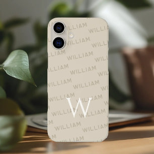 Coques iPhone 16 Plus Nom personnalisé, modèle simple Monogramme