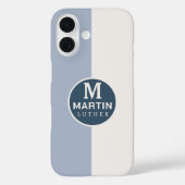 Coques Case-Mate iPhone Nom personnalisé moderne Bleu blanc (Verso)