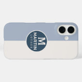 Coques Case-Mate iPhone Nom personnalisé moderne Bleu blanc (Verso (horizontal))