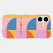 Coques Case-Mate iPhone Nom personnalisé Moderne Géométrique Rose Bleu gra (Verso (horizontal))