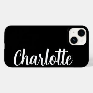 Coque Pour iPhone 14 Nom personnalisé Moderne Minimaliste noir élégant