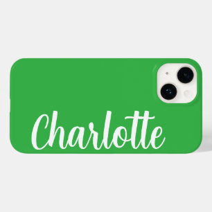 Coque Pour iPhone 14 Nom personnalisé Moderne Minimaliste Vert Élégant